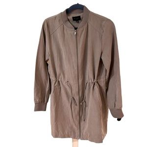 Be Cool LA coat Khaki Women’s M Medium Cinched Waist Zip Up Polyester Nylon